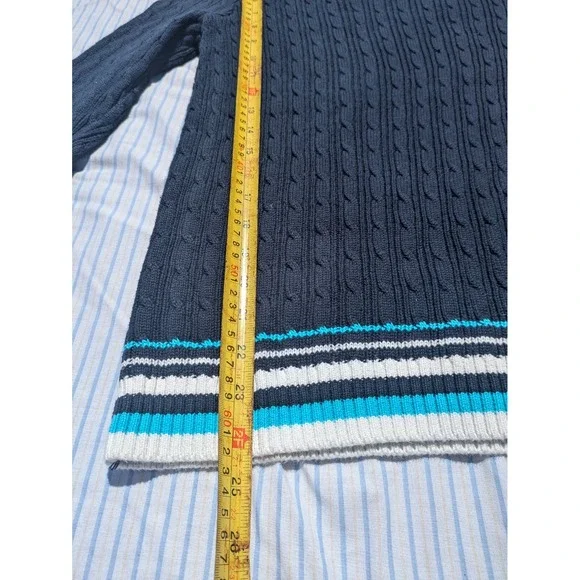 Tommy Hilfiger Women's Medium Blue Classic Fit Sweater‎ Cable Knit Warm Winter - Picture 6 of 8